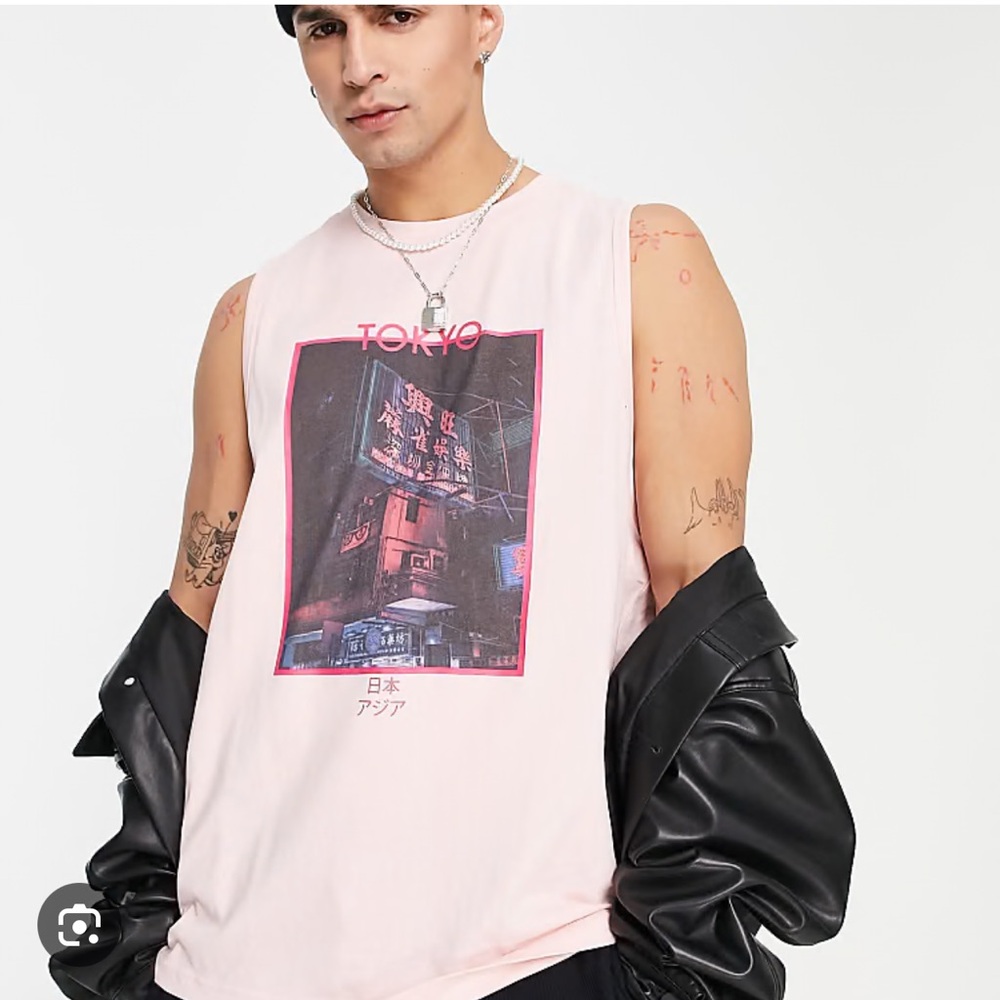 Urban Threads Pink Tokyo Graphic Tank Top - Picture 8 of 8